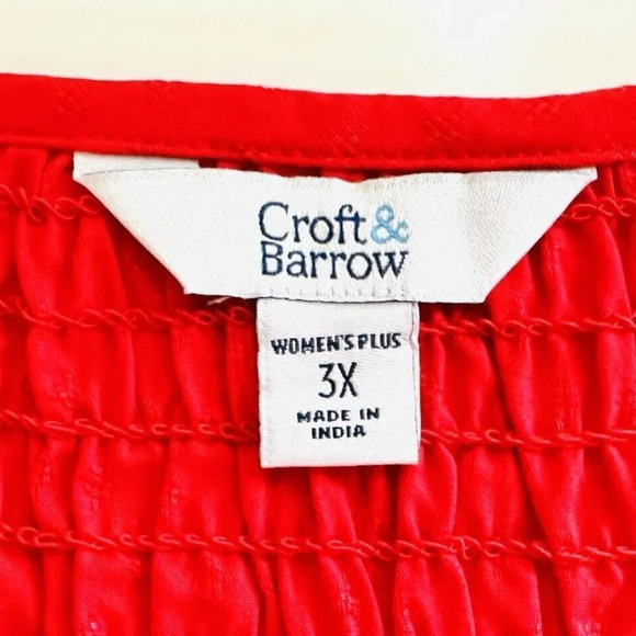 NWT CROFT & BARROW Women Sleeveless Full Length Shirred Red Maxi Dress Size 3X - Picture 12 of 14